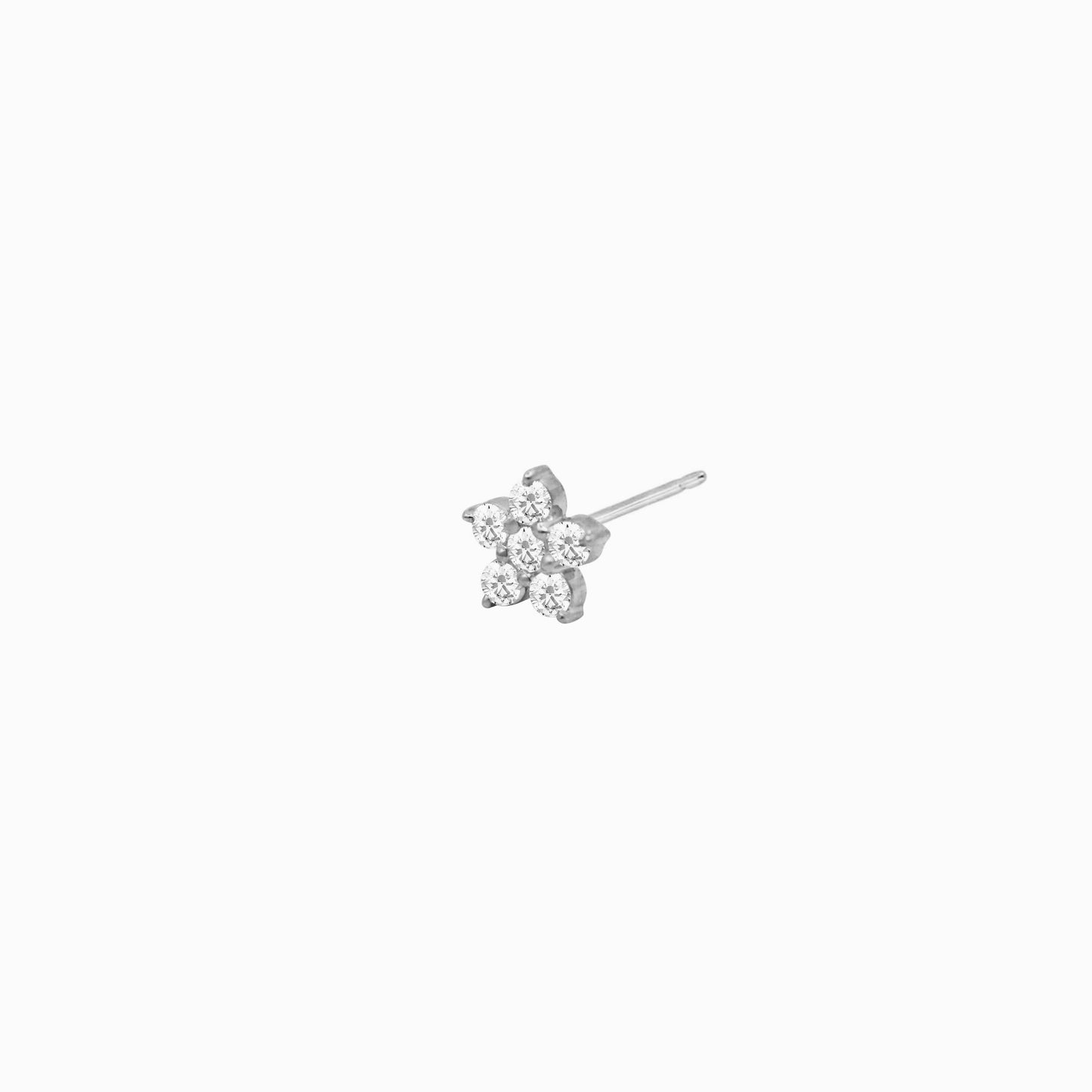 Flower Pavé Lab Diamond Solid Gold Stud Earrings Sterling Silver