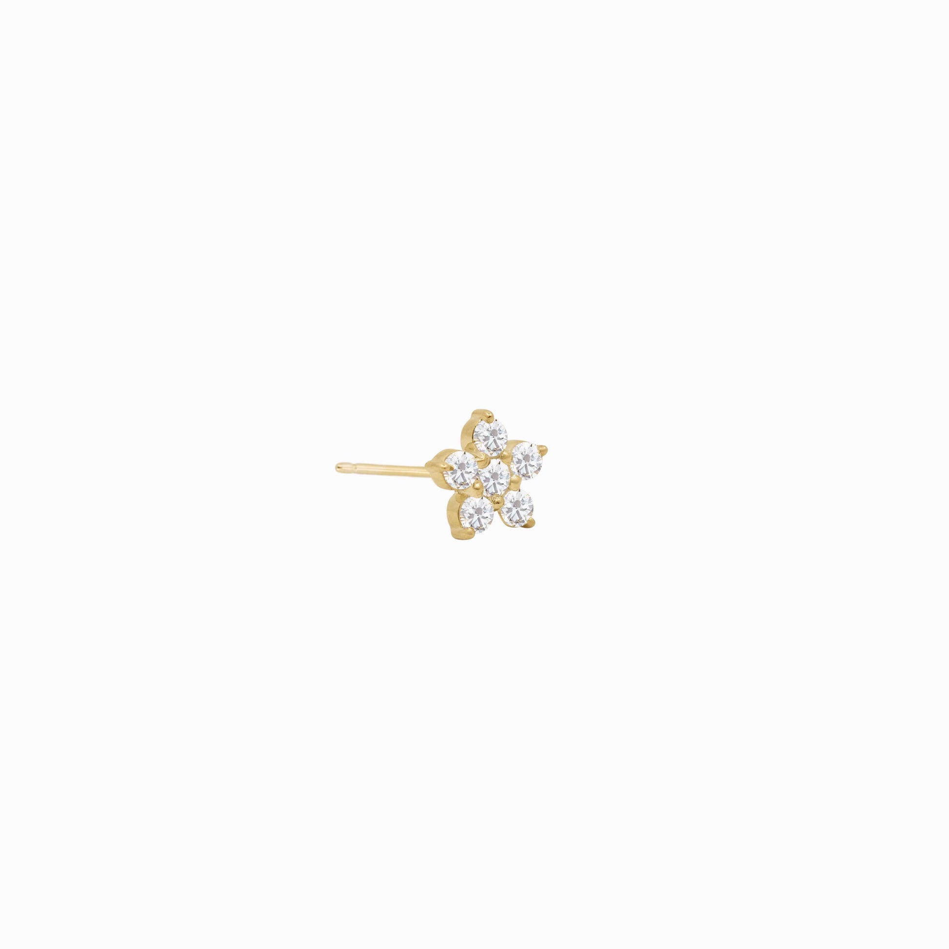 Flower Diamond Solid Gold Stud Earrings