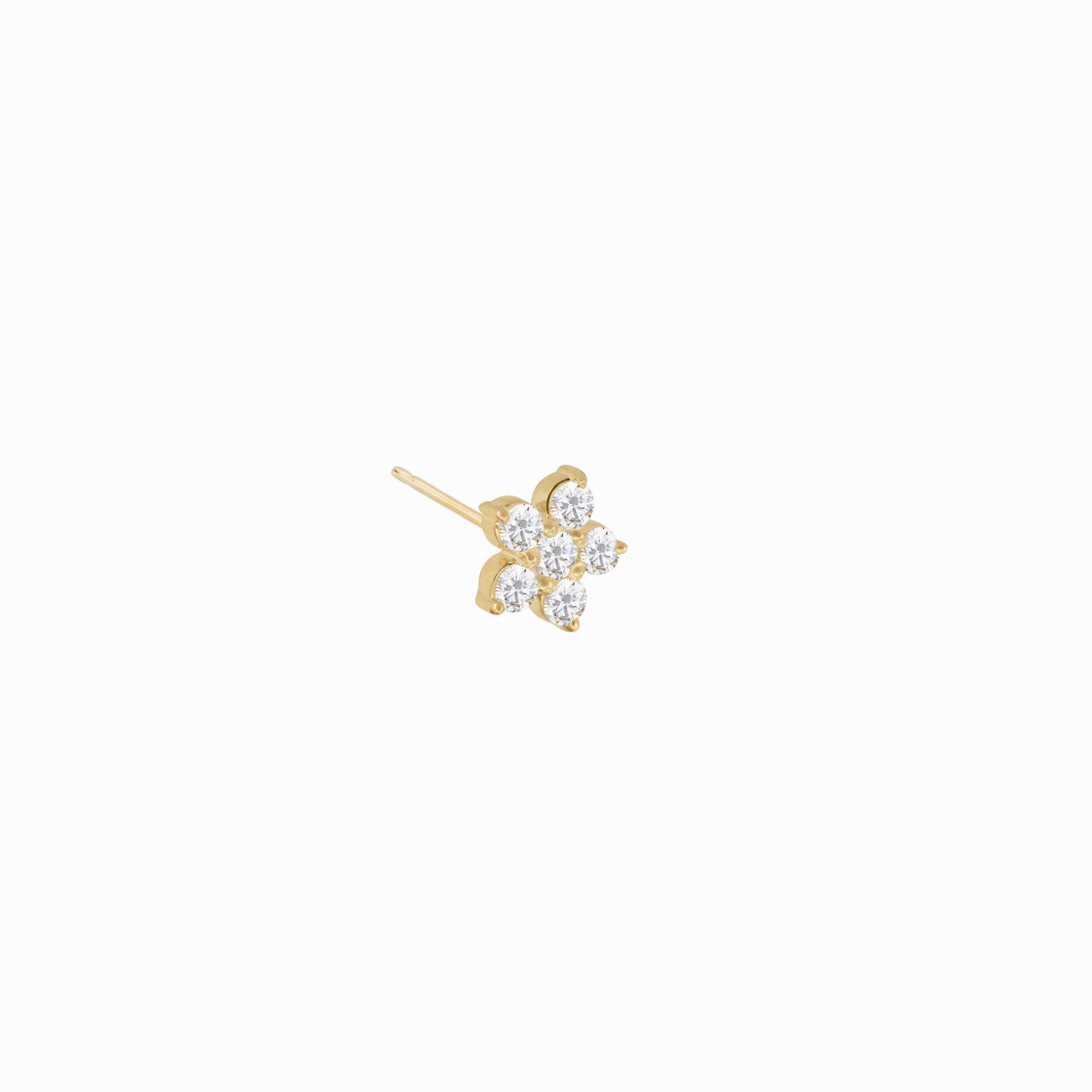 Flower Diamond Solid Gold Stud Earrings