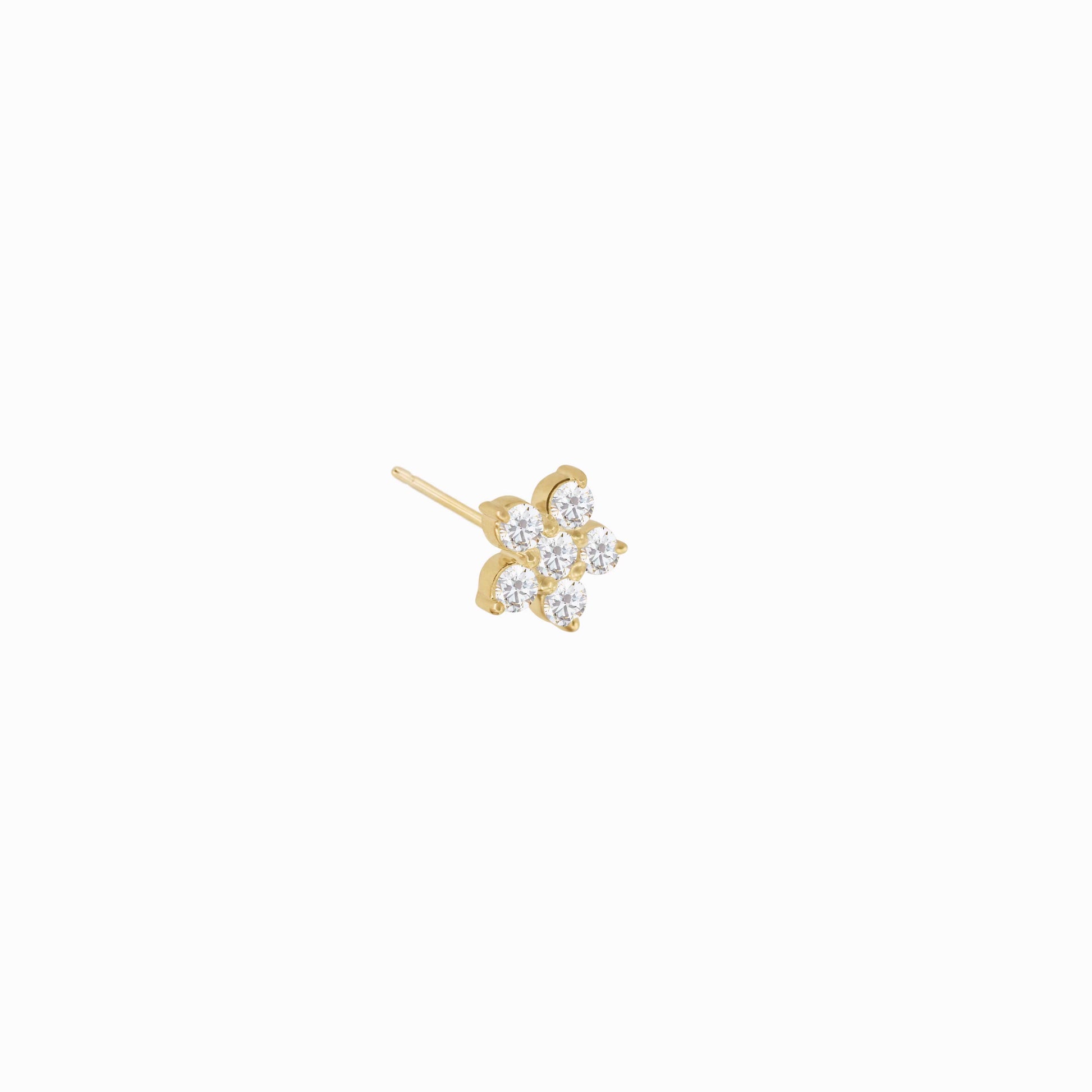 Flower Diamond Solid Gold Stud Earrings
