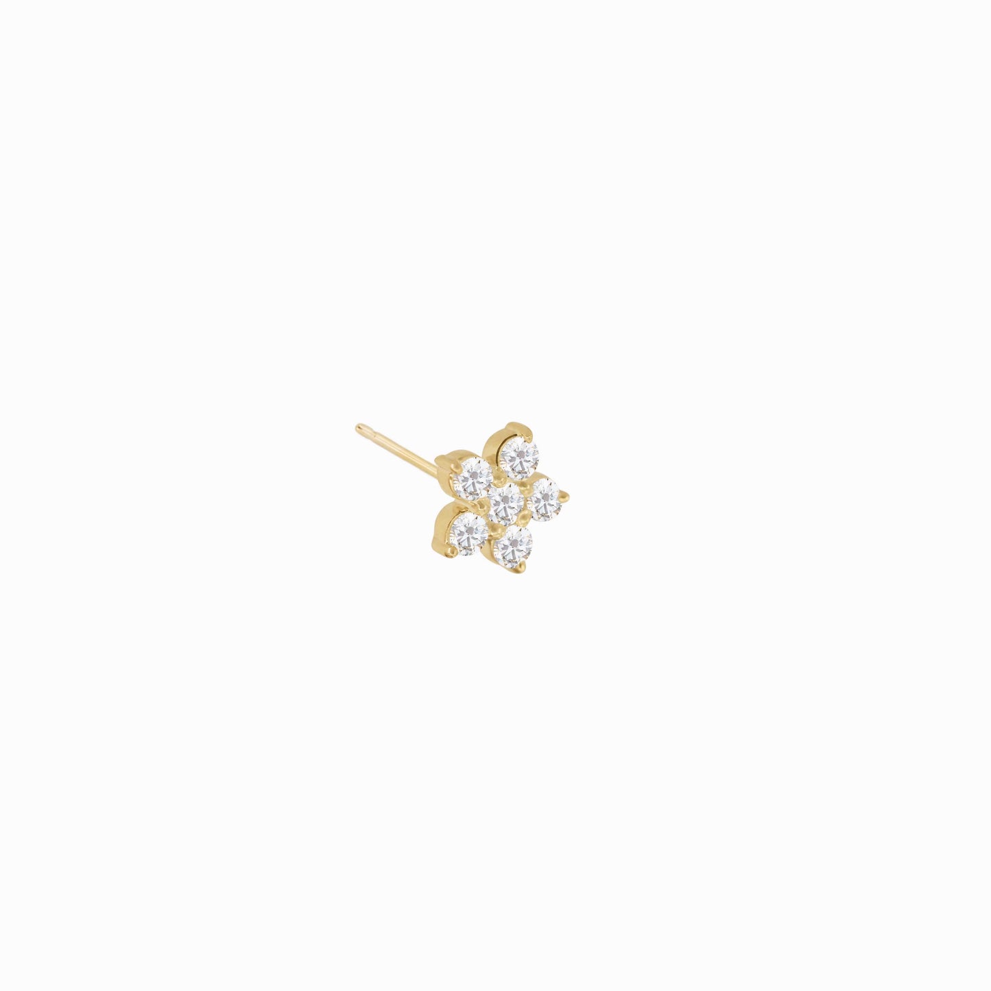 Flower Diamond Solid Gold Stud Earrings