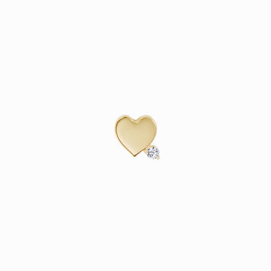 Heart One Pavé Diamond Stud Earrings 14K Gold