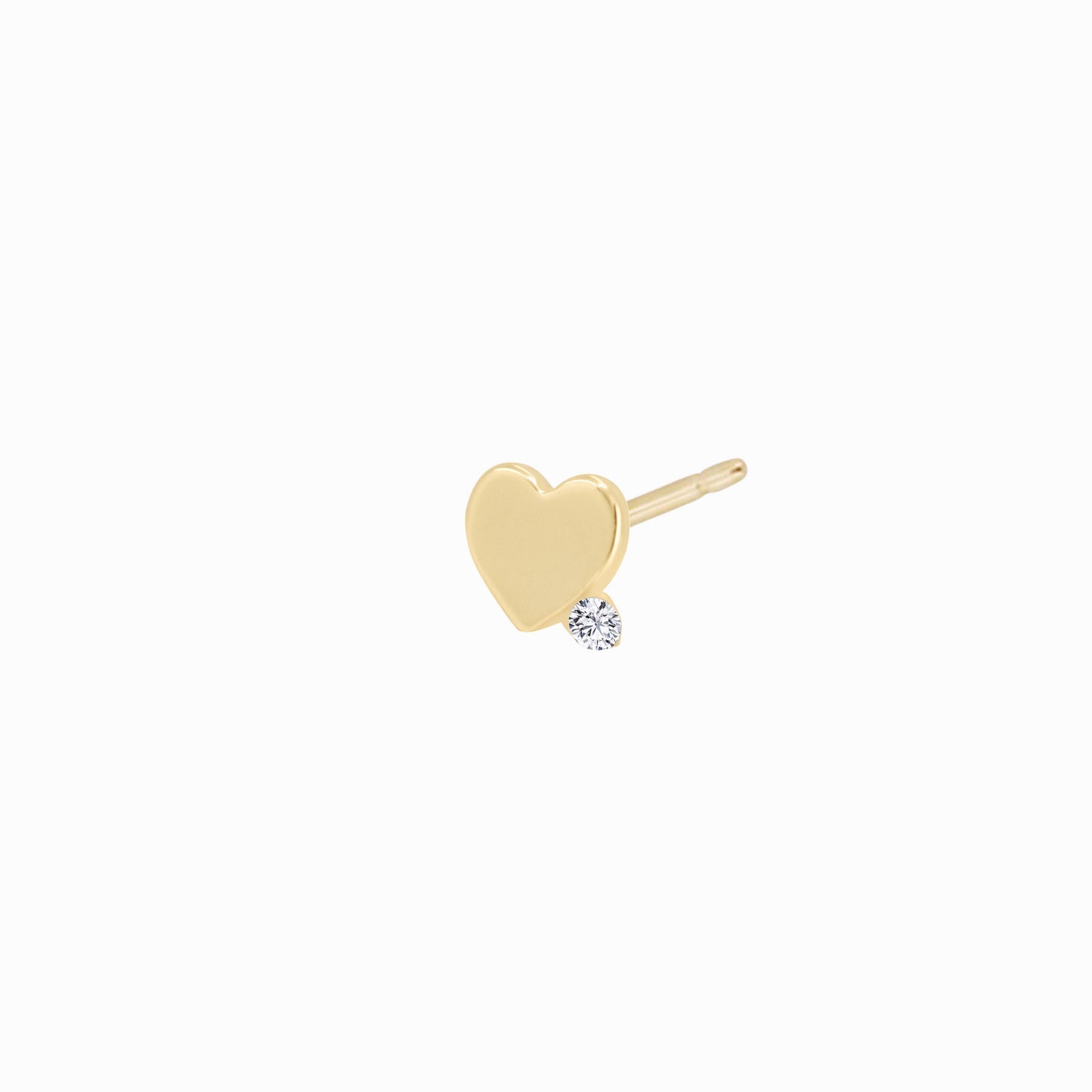 Heart One Pavé Diamond Stud Earrings 14K Gold