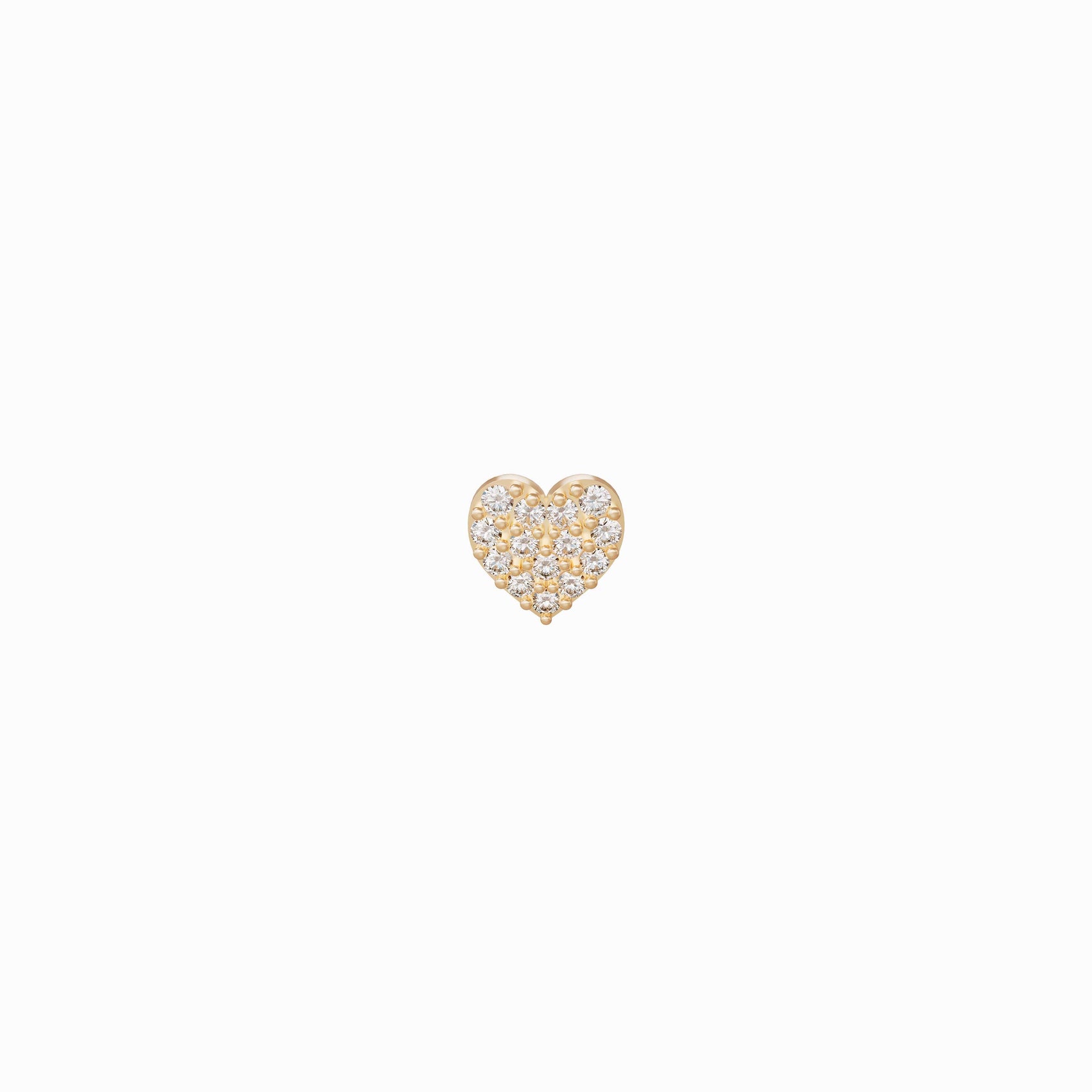 Heart Pavé Lab Diamond Stud Earrings 14K Gold