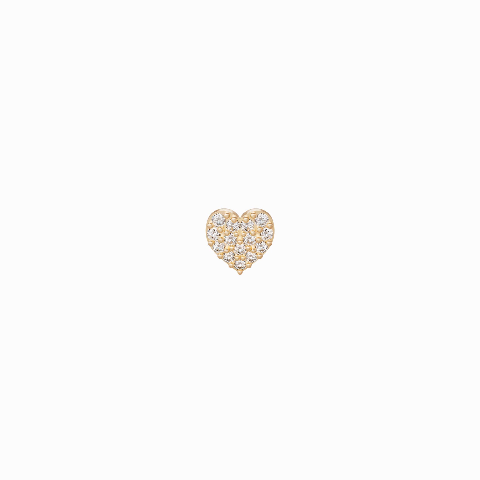 Heart Pavé Diamond Solid Gold Stud Earrings