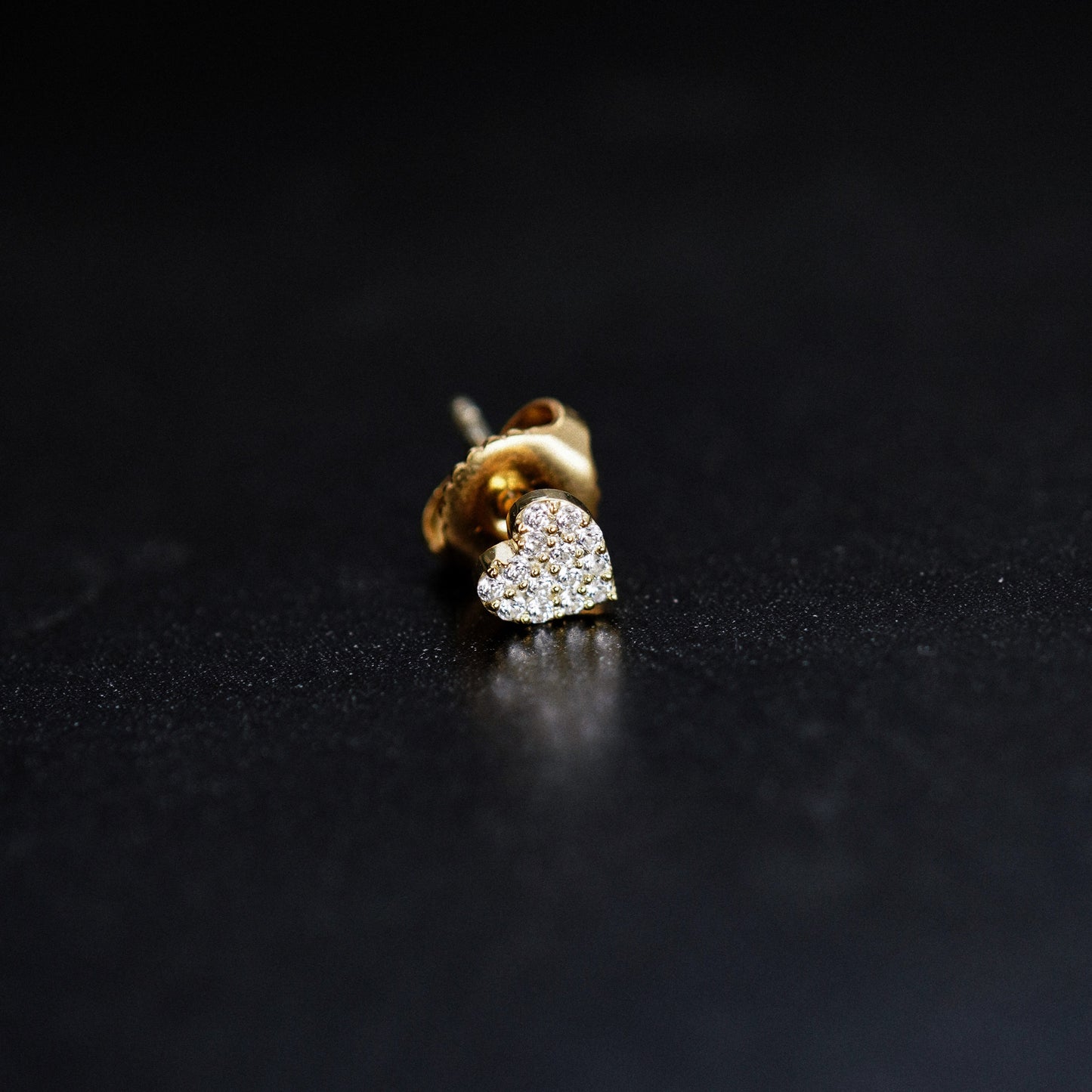 Heart Pavé Lab Diamond Stud Earrings 14K Gold