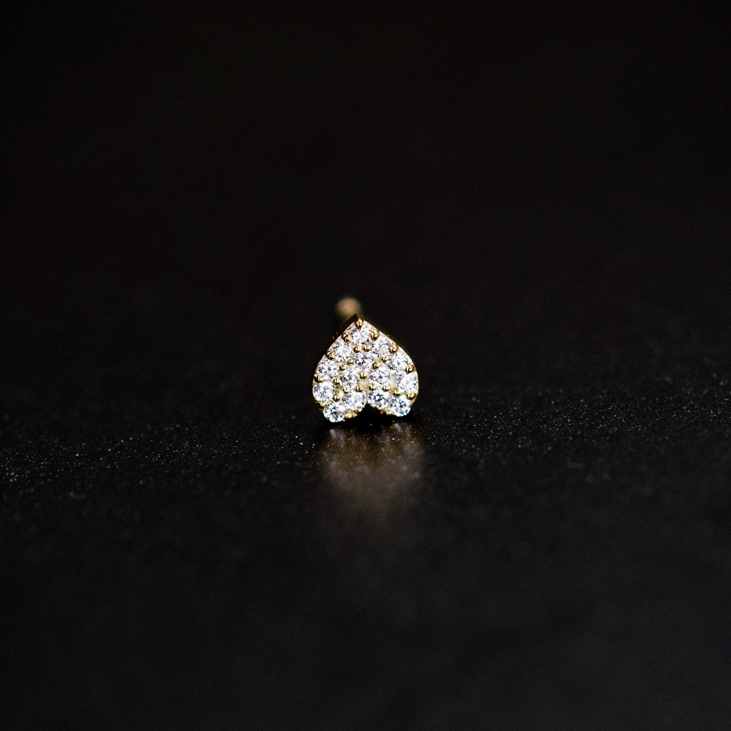 Heart Pavé Diamond Stud Earrings 14K Gold
