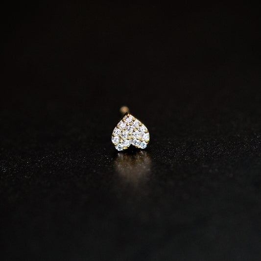 Heart Pavé Lab Diamond Stud Earrings 14K Gold