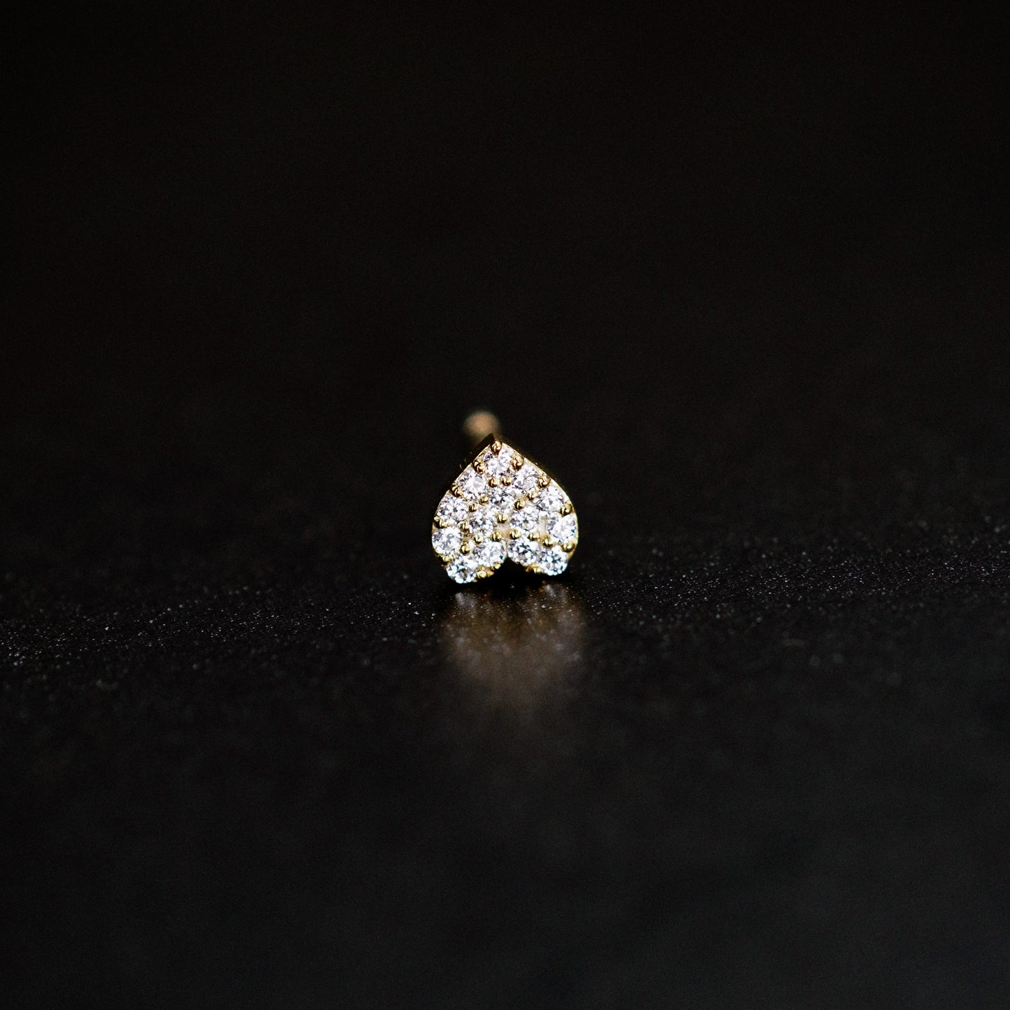 Heart Pavé Lab Diamond Stud Earrings 14K Gold