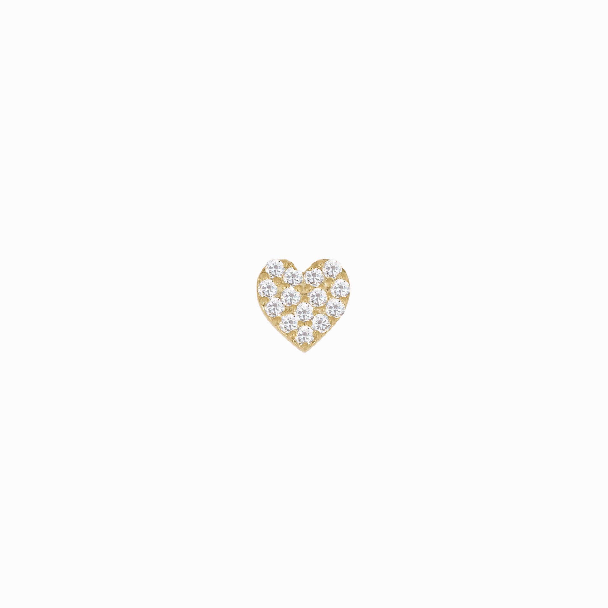 Heart Diamond Solid Gold Stud Earrings
