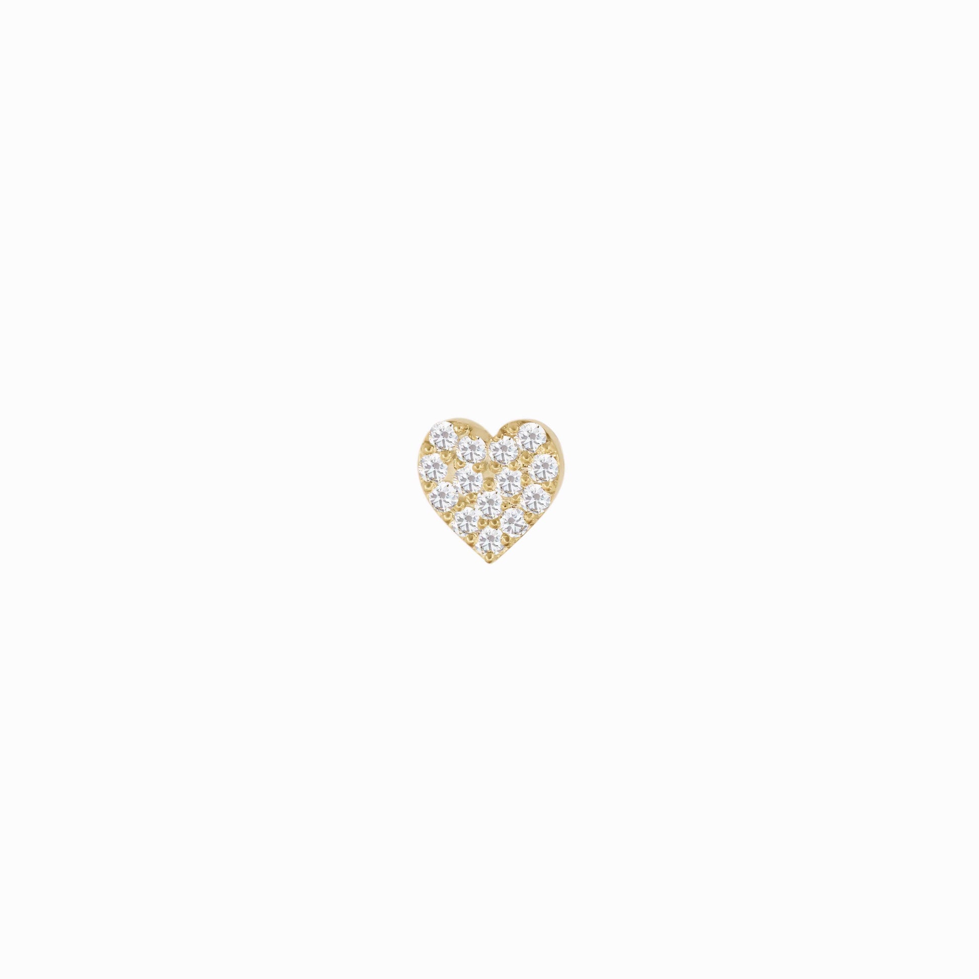 Heart Diamond Solid Gold Stud Earrings
