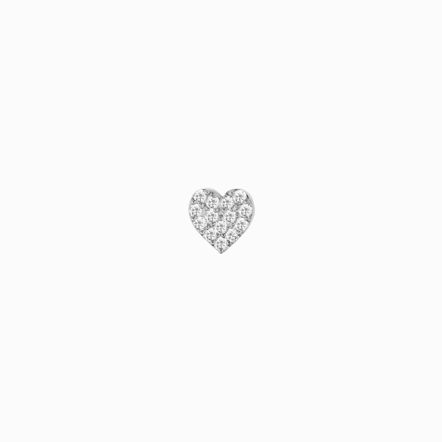 Heart Pavé Diamond Stud Earrings Sterling Silver