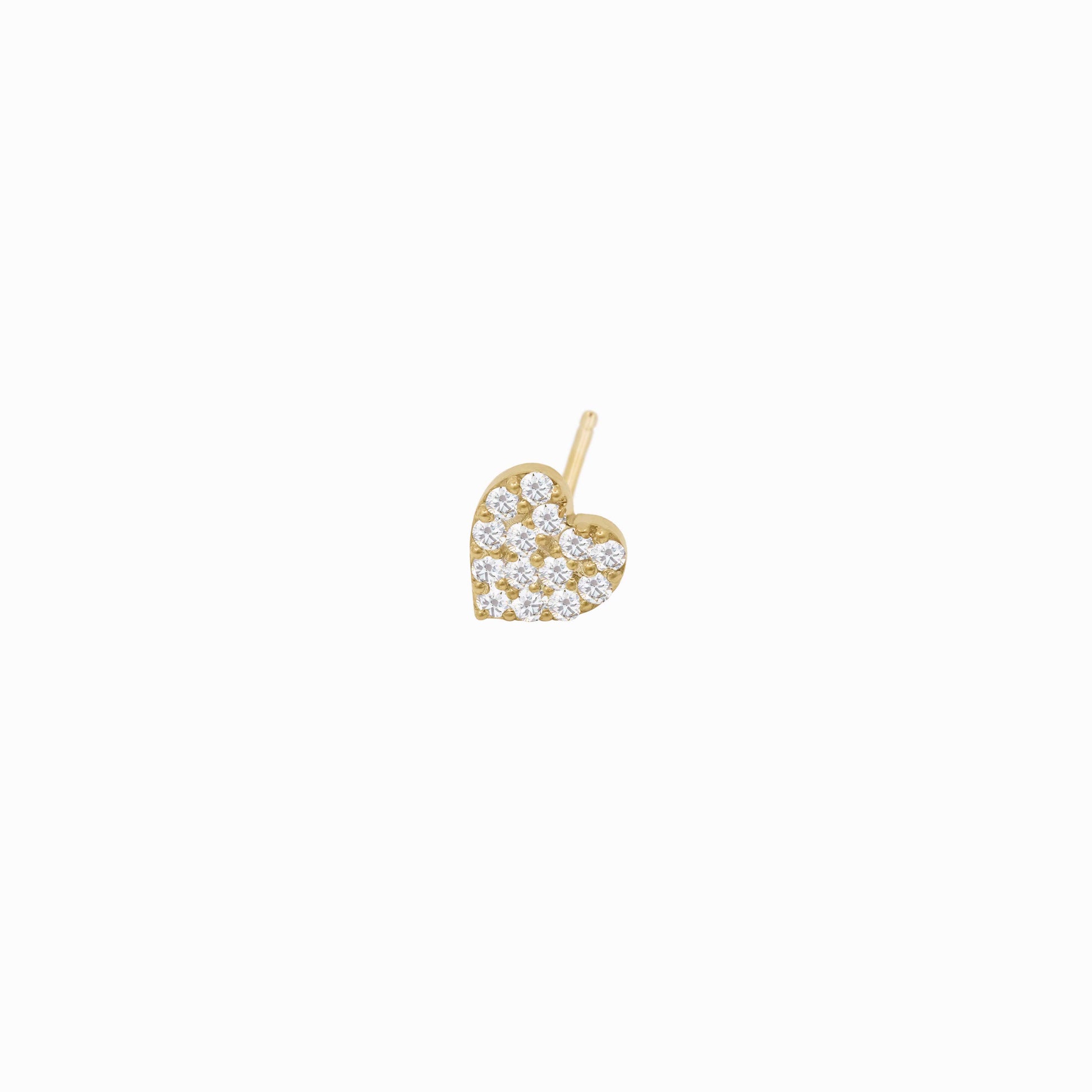 Heart Diamond Solid Gold Stud Earrings