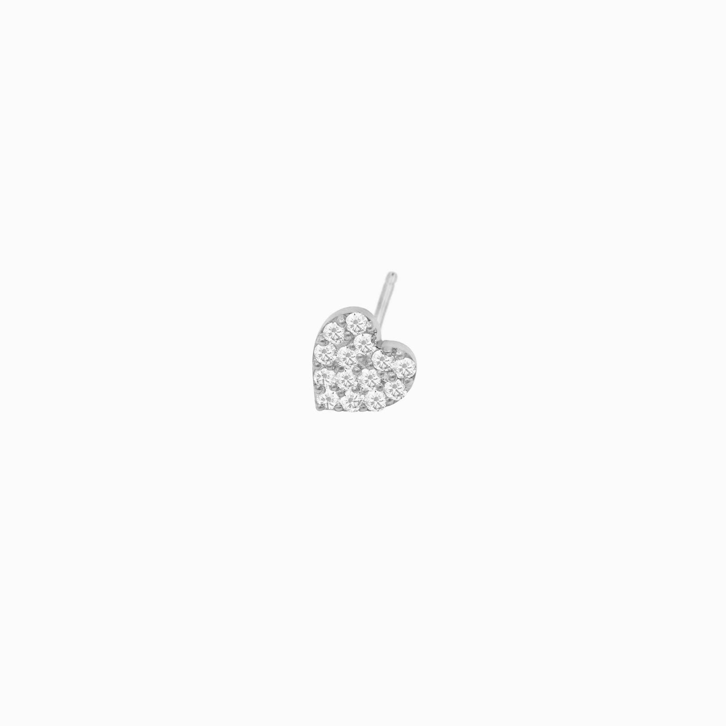 Heart Pavé Diamond Stud Earrings Sterling Silver