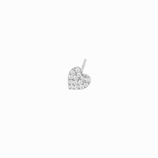 Heart Pavé Diamond Stud Earrings Sterling Silver
