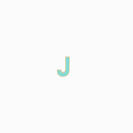 J Initial Letter Enamel Earring 14K Solid Gold