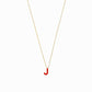 J Initial Letter Enamel Necklace 14K Solid Gold