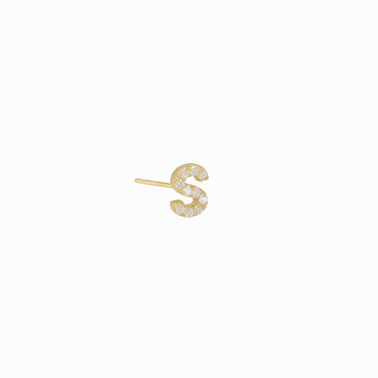 J Initial Pavé Diamond Solid Gold Stud Earrings