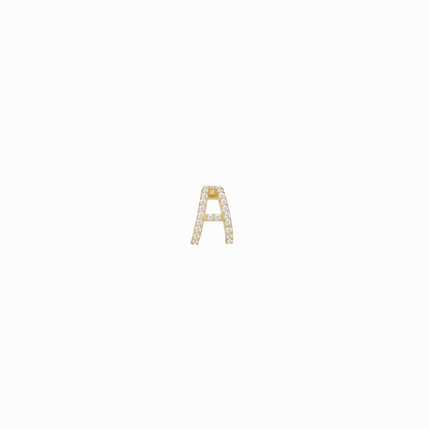 Eclipse A Initial Letter Lab Diamond Earring 14K Gold