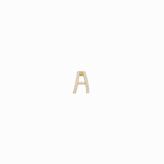 Eclipse A Initial Letter Lab Diamond Earring 14K Gold