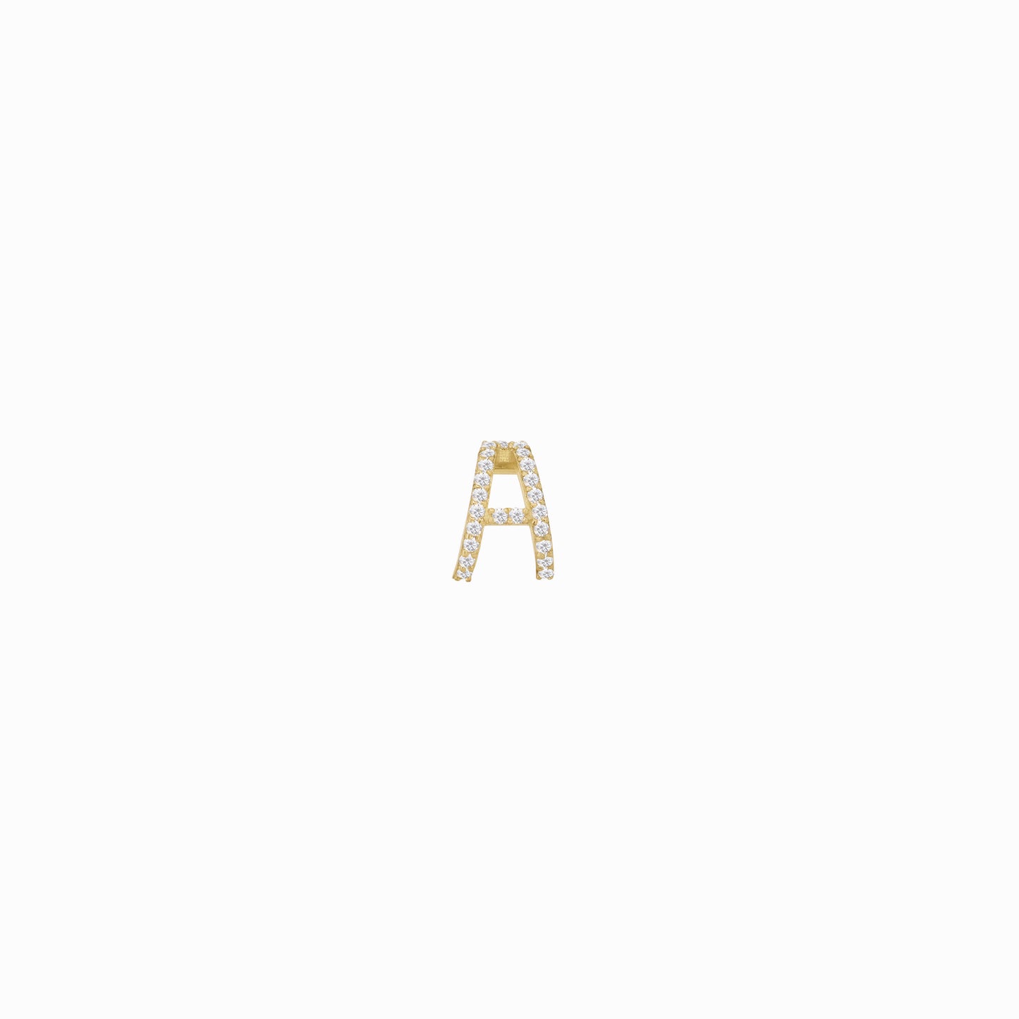 Eclipse A Initial Letter Pavé Diamond Earring 14K Gold