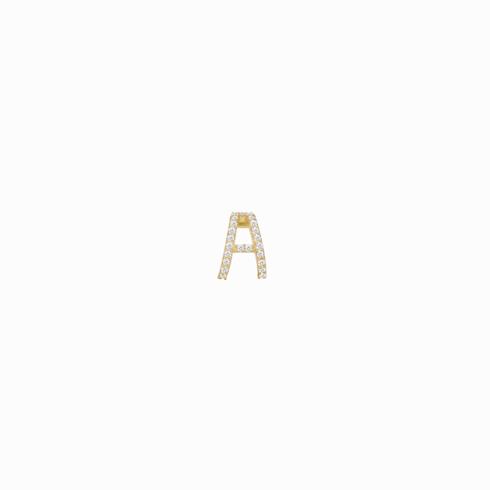 Eclipse A Initial Letter Pavé Diamond Earring 14K Gold