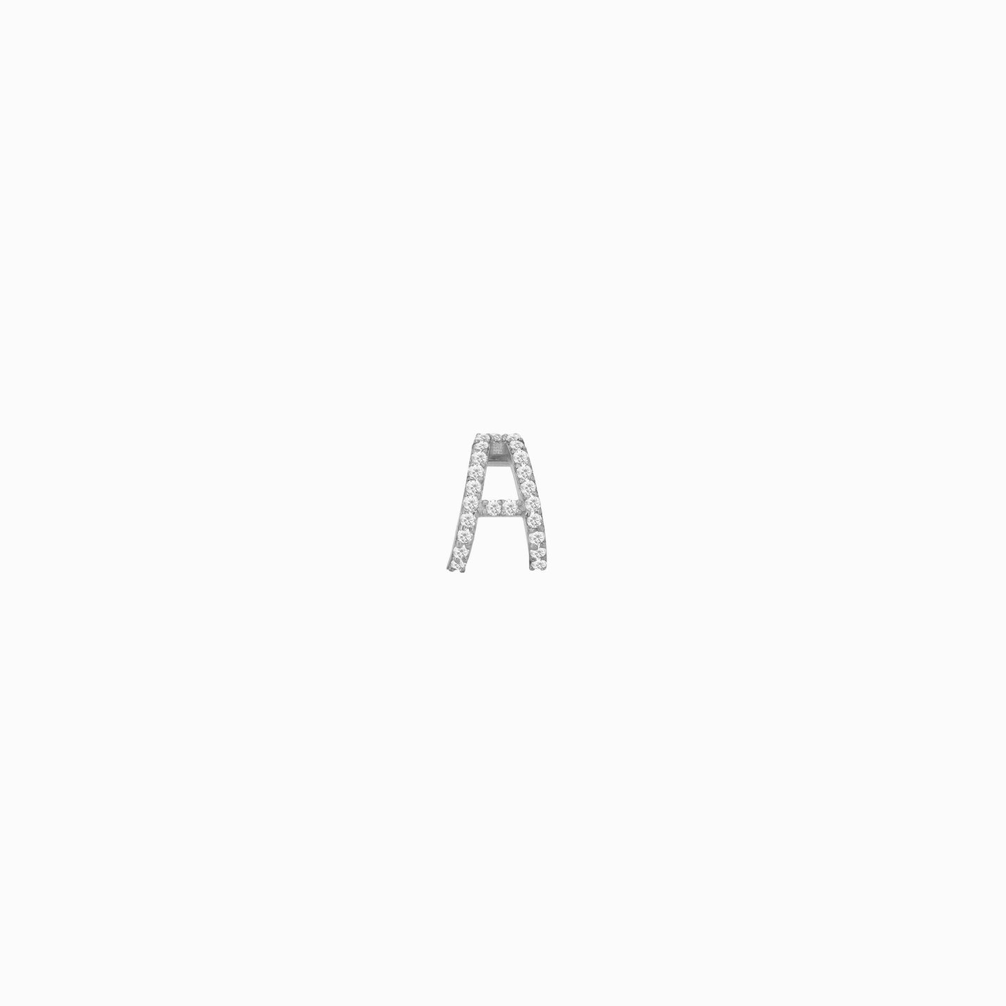 Eclipse A Initial Letter Lab Diamond Earring Sterling Silver