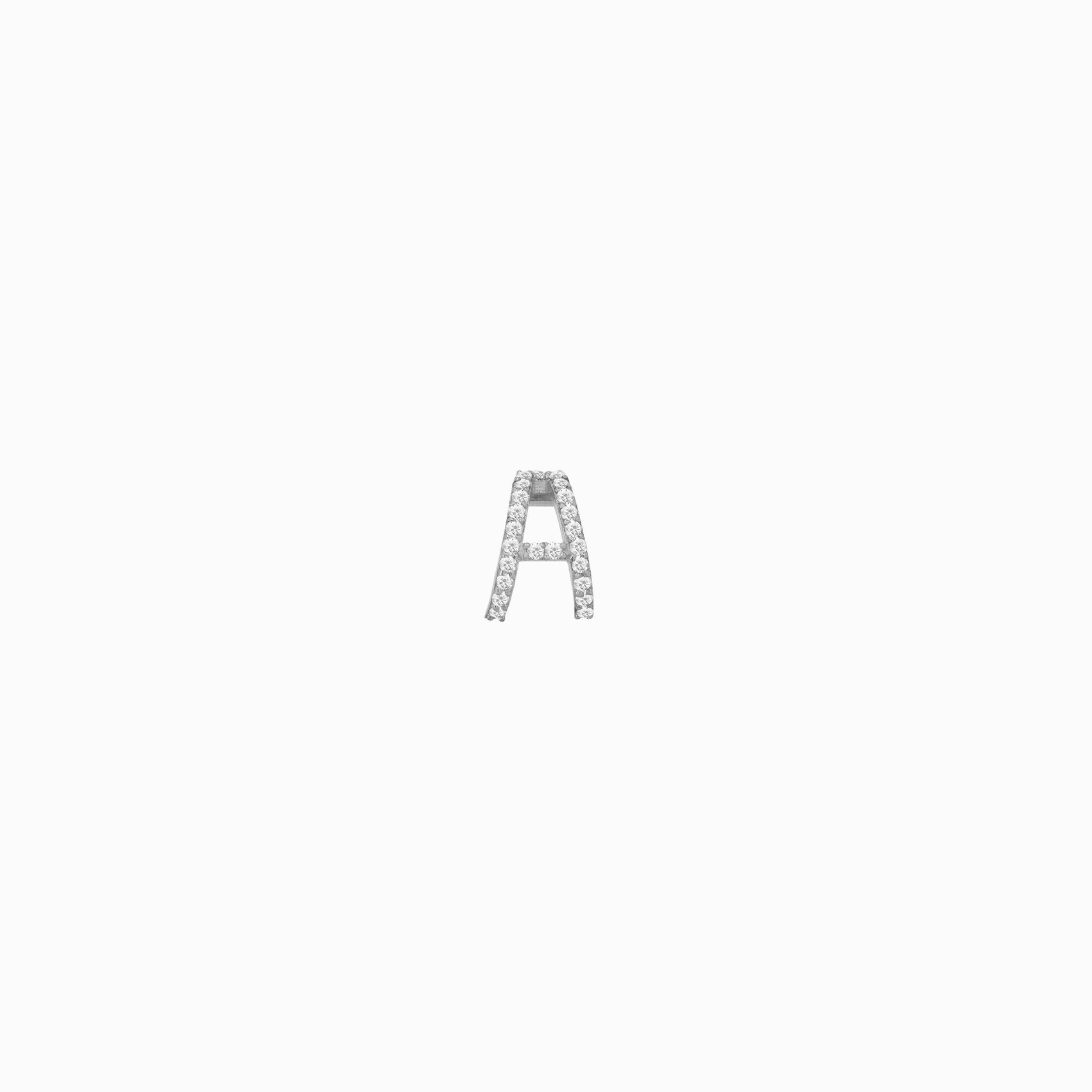 Eclipse A Initial Letter Lab Diamond Earring Sterling Silver
