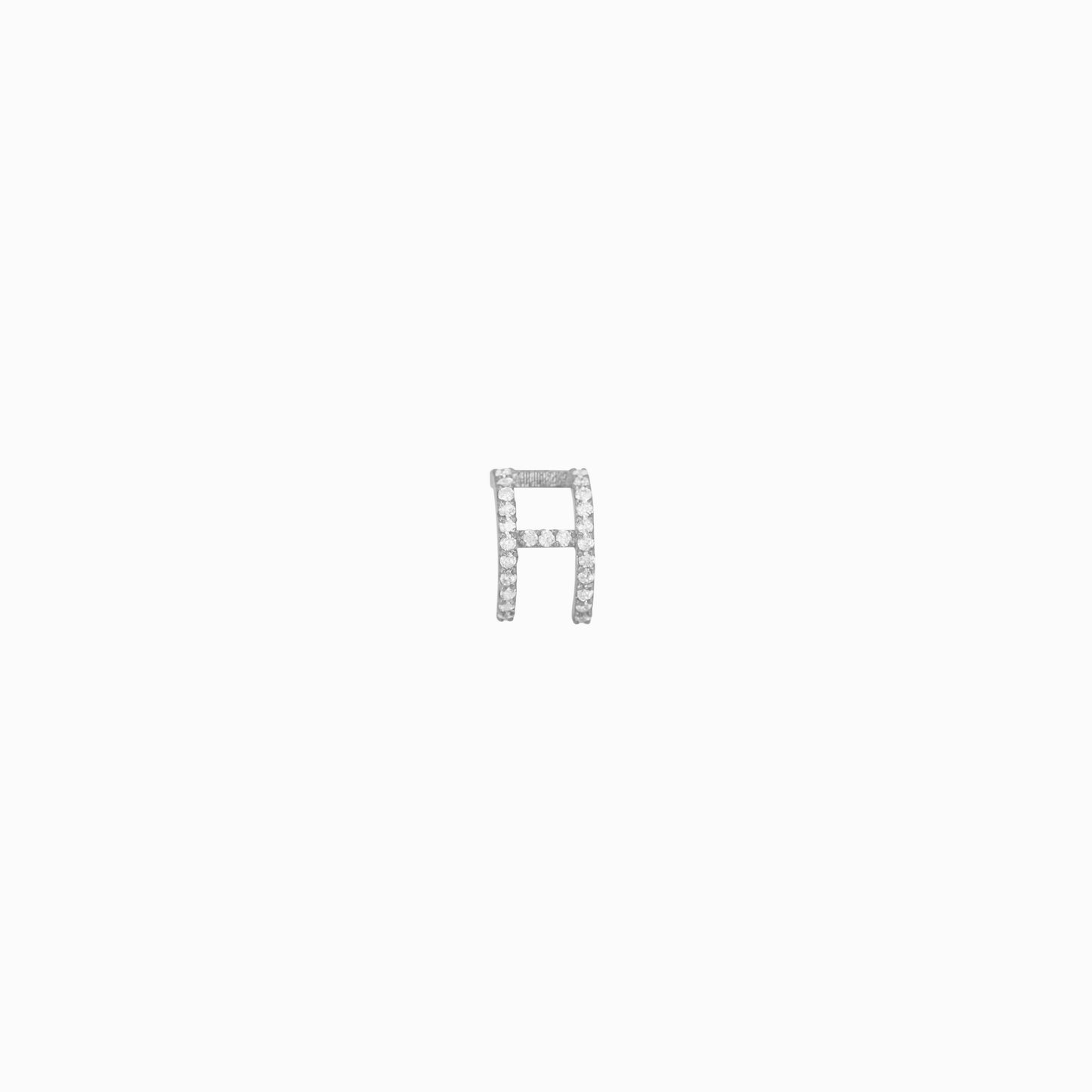 Eclipse H Initial Letter Lab Diamond Earring Sterling Silver