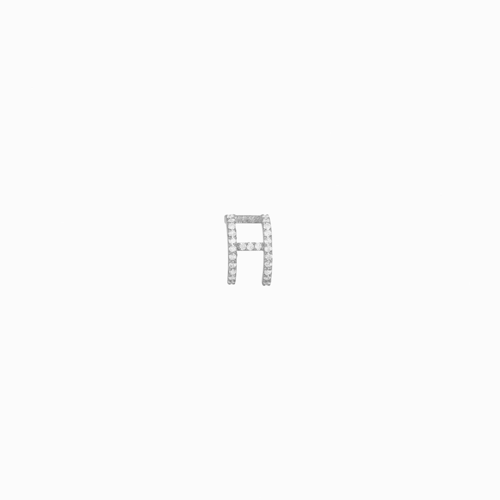 Eclipse H Initial Letter Lab Diamond Earring Sterling Silver