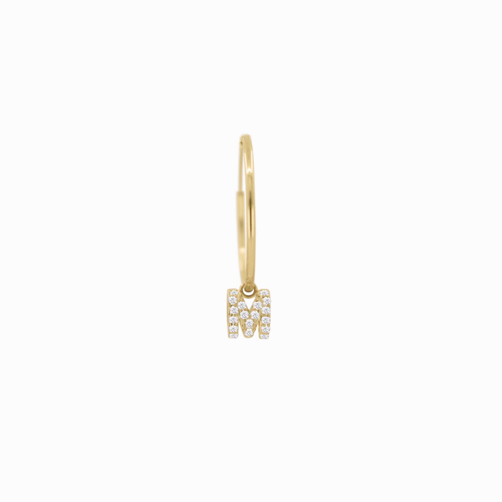 Eclipse M Initial Letter Diamond Hoops Earring 14K Gold