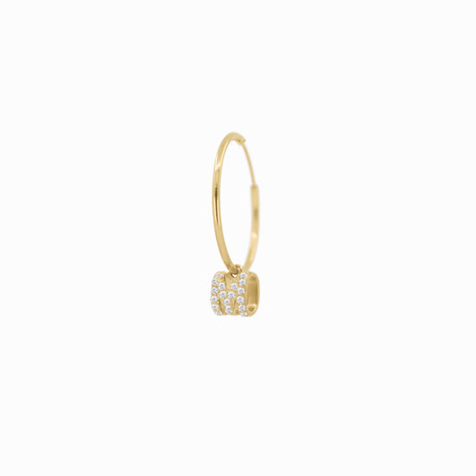 Eclipse M Initial Letter Diamond Hoops Earring 14K Gold
