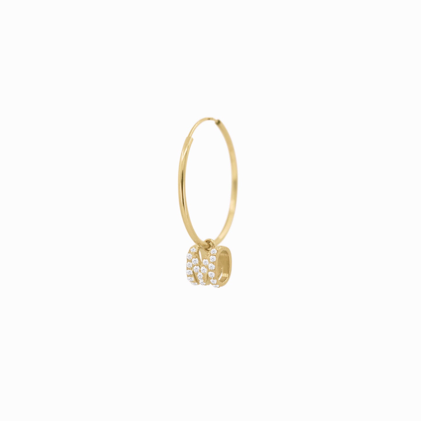 Eclipse M Initial Letter Lab Diamond Hoops Earring 14K Gold