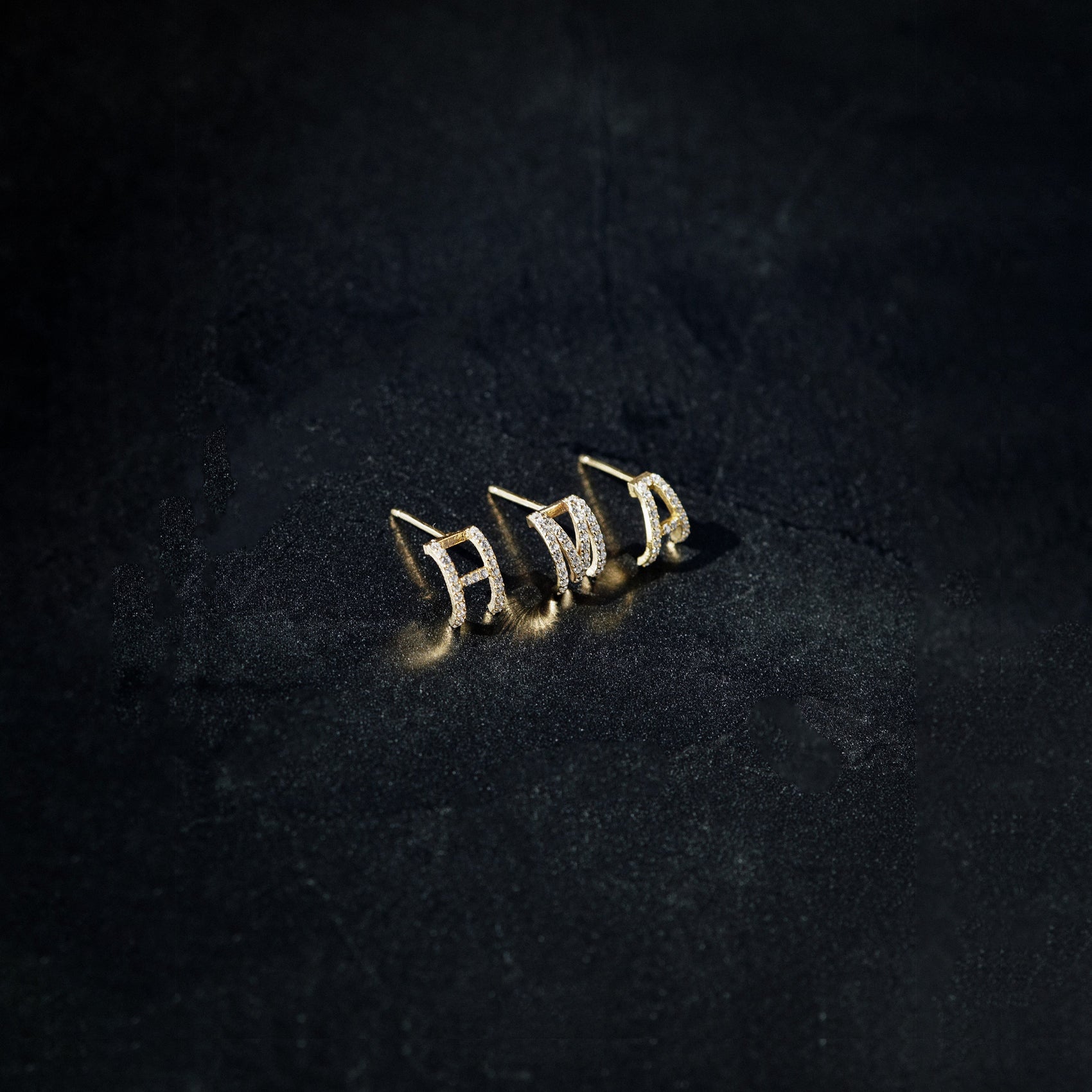 Eclipse A Initial Letter Lab Diamond Earring 14K Gold