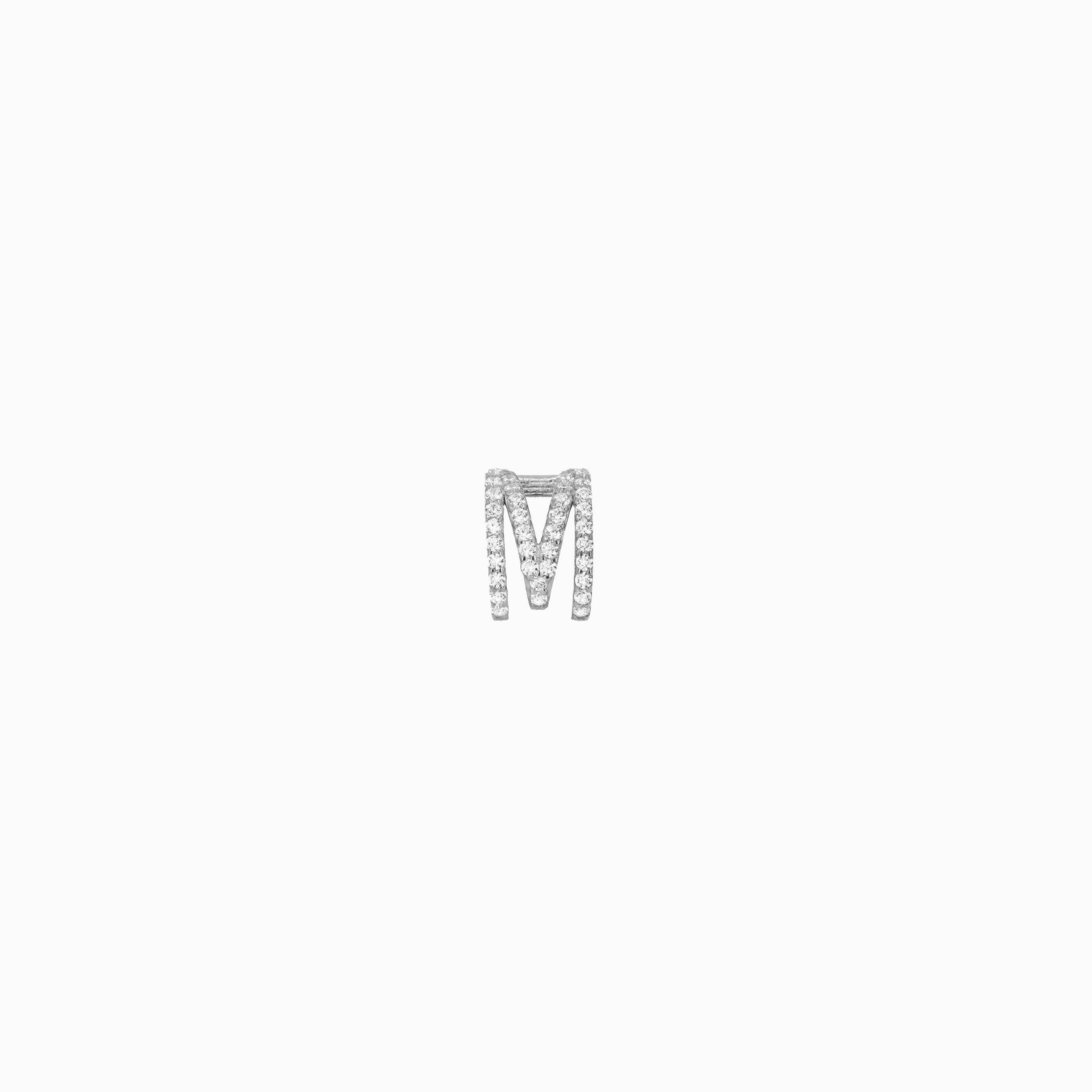 Eclipse M Initial Letter Lab Diamond Earring Sterling Silver