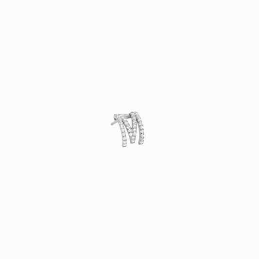 Eclipse M Initial Letter Lab Diamond Earring Sterling Silver