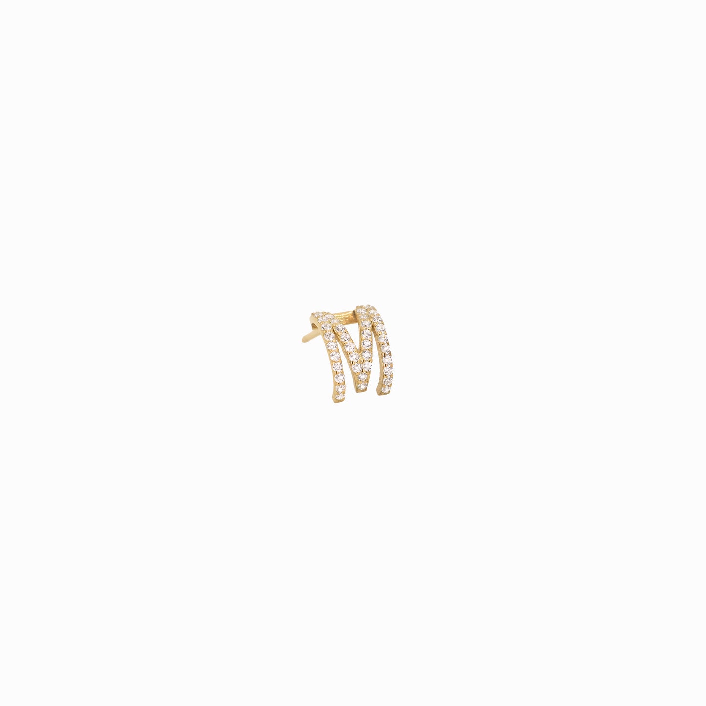 Eclipse M Initial Letter Pavé Diamond Earring 14K Gold