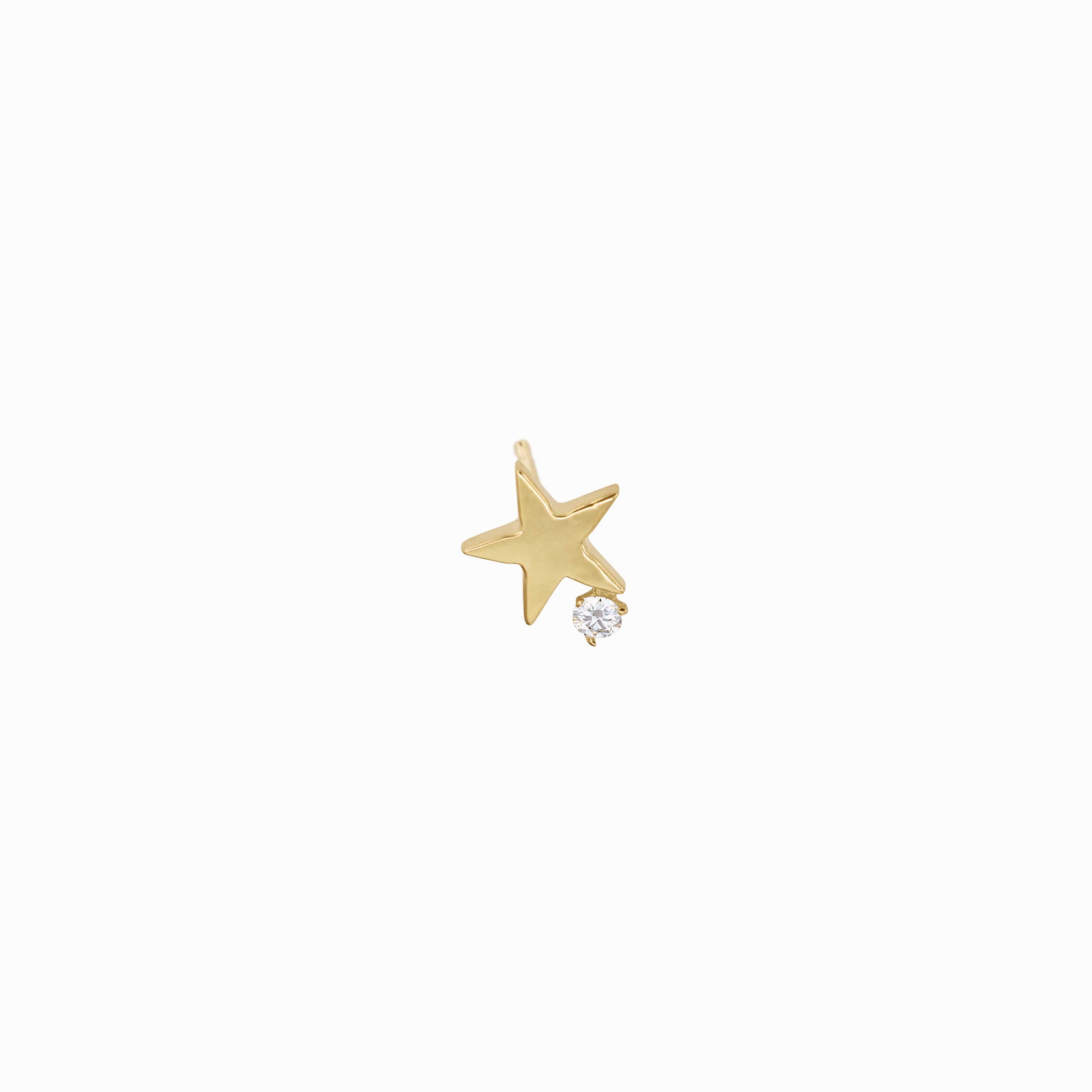 Star One Diamond Solid Gold Stud Earrings