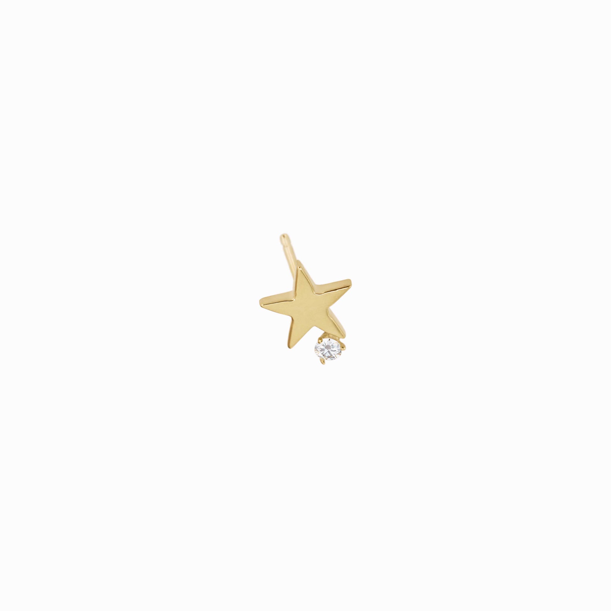 Star One Diamond Solid Gold Stud Earrings