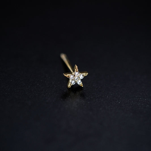Star Pavé Diamond Stud Earrings 14K Gold