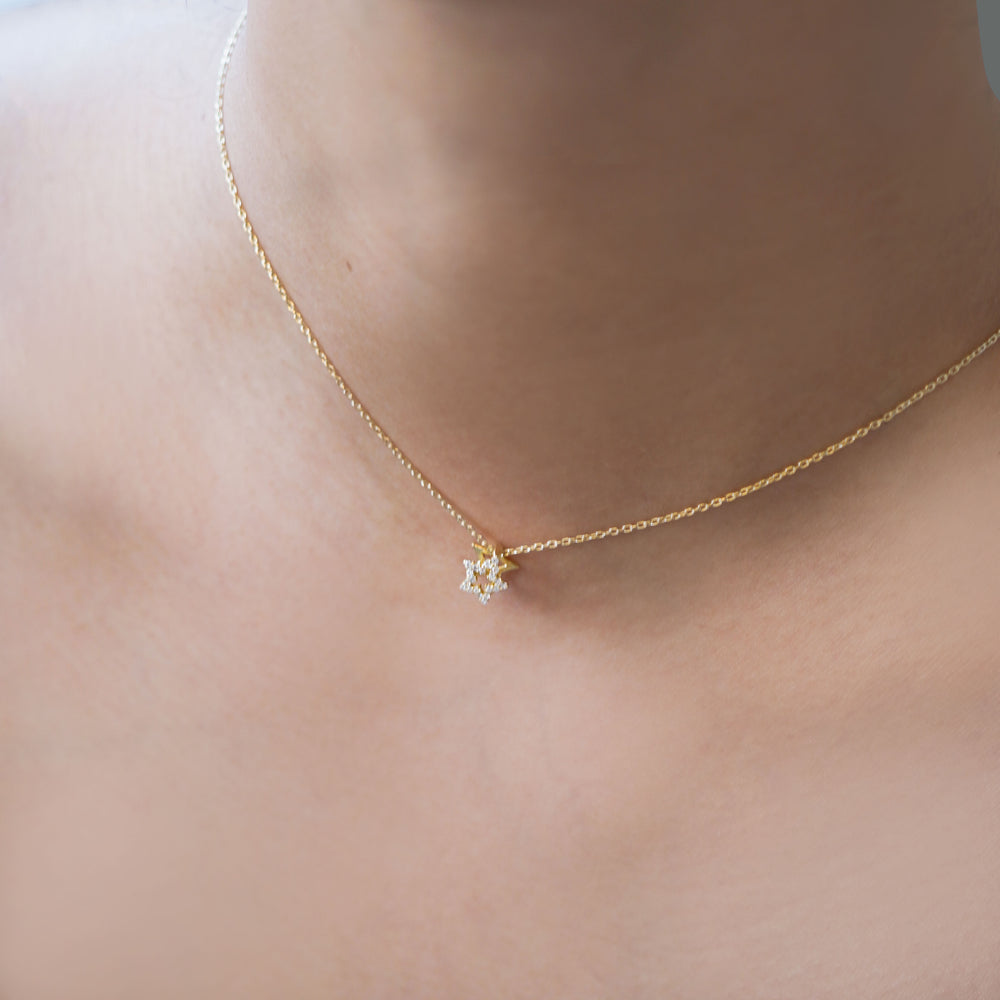 
          
          Load image into Gallery viewer, Eclipse Star Pavé Lab Diamond Necklace 14K Gold
          
          