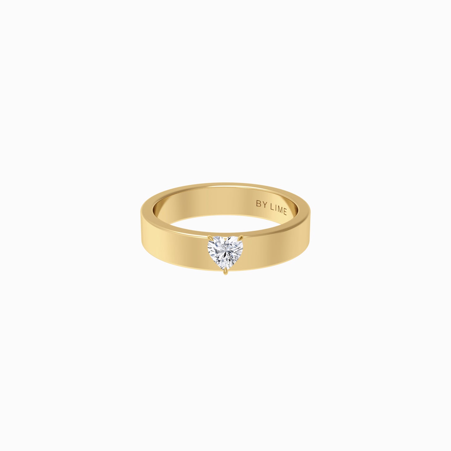 GIA Diamond Heart Diamond Band Ring Gold