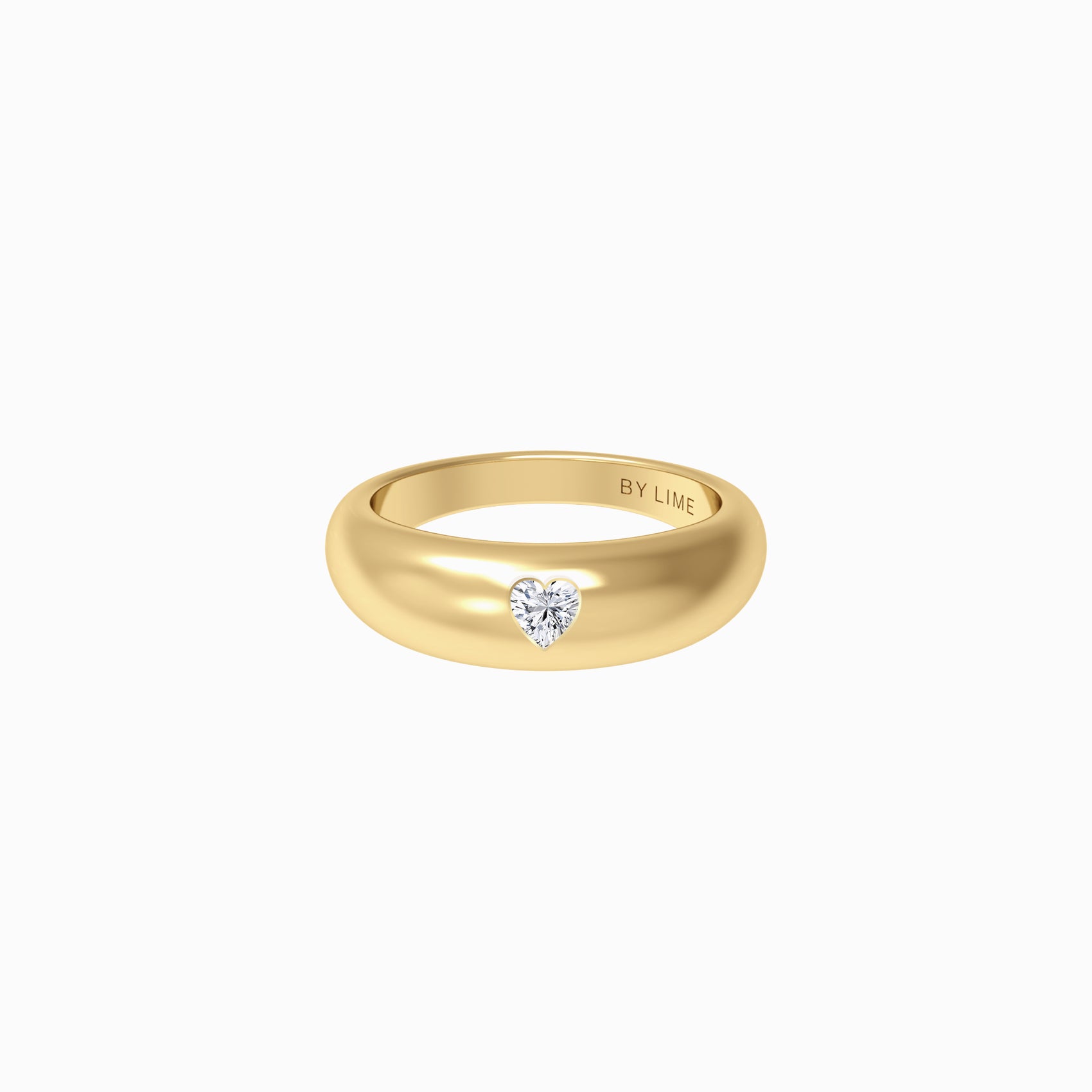 Heart Diamond Puffy Ring Gold