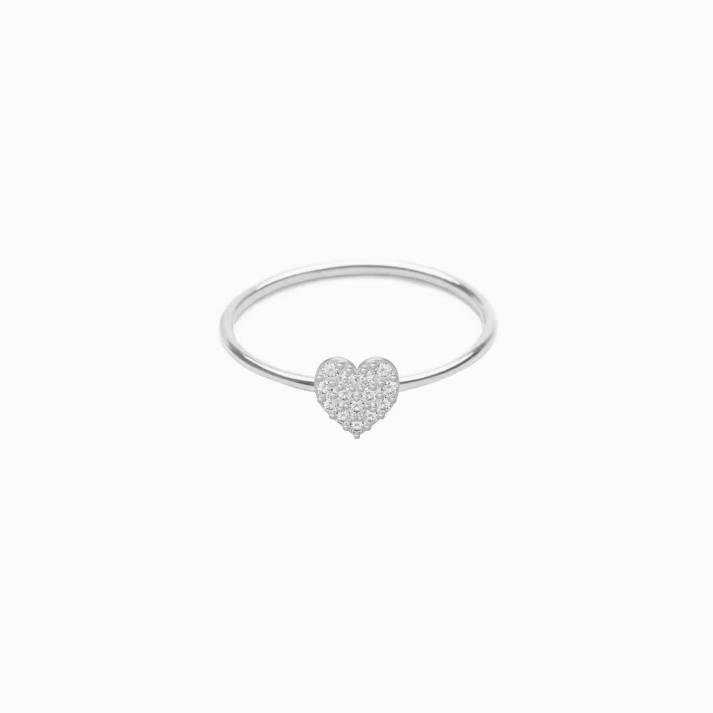 Heart Line Pavé Lab Diamond Sterling Silver Ring