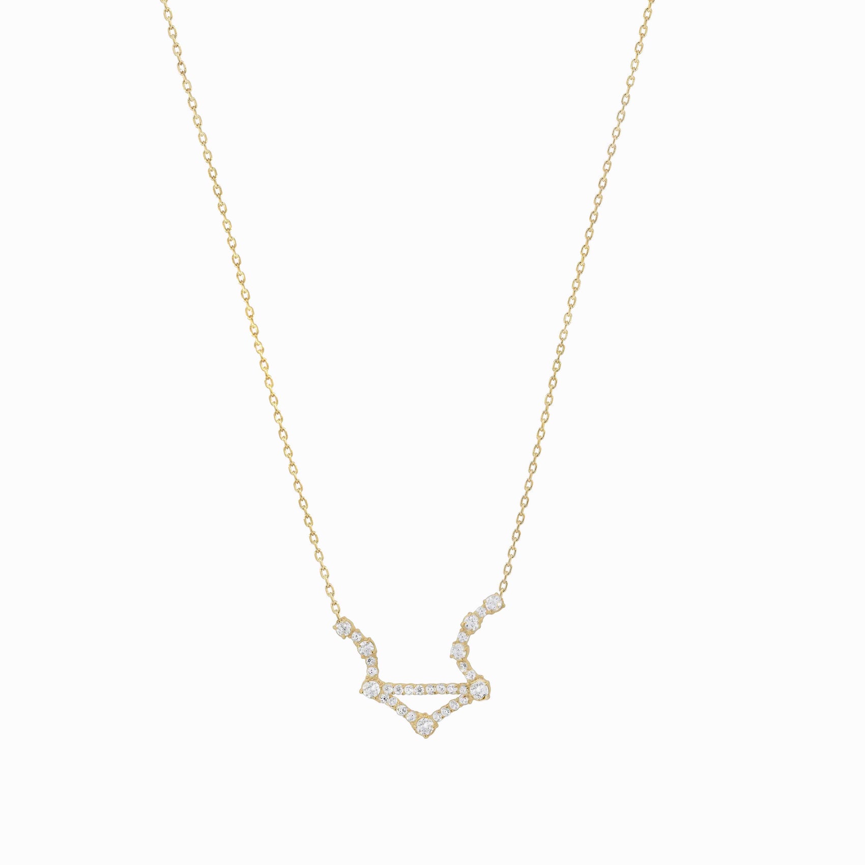 Libra Constellation Pavé Diamond Necklace 14K Gold