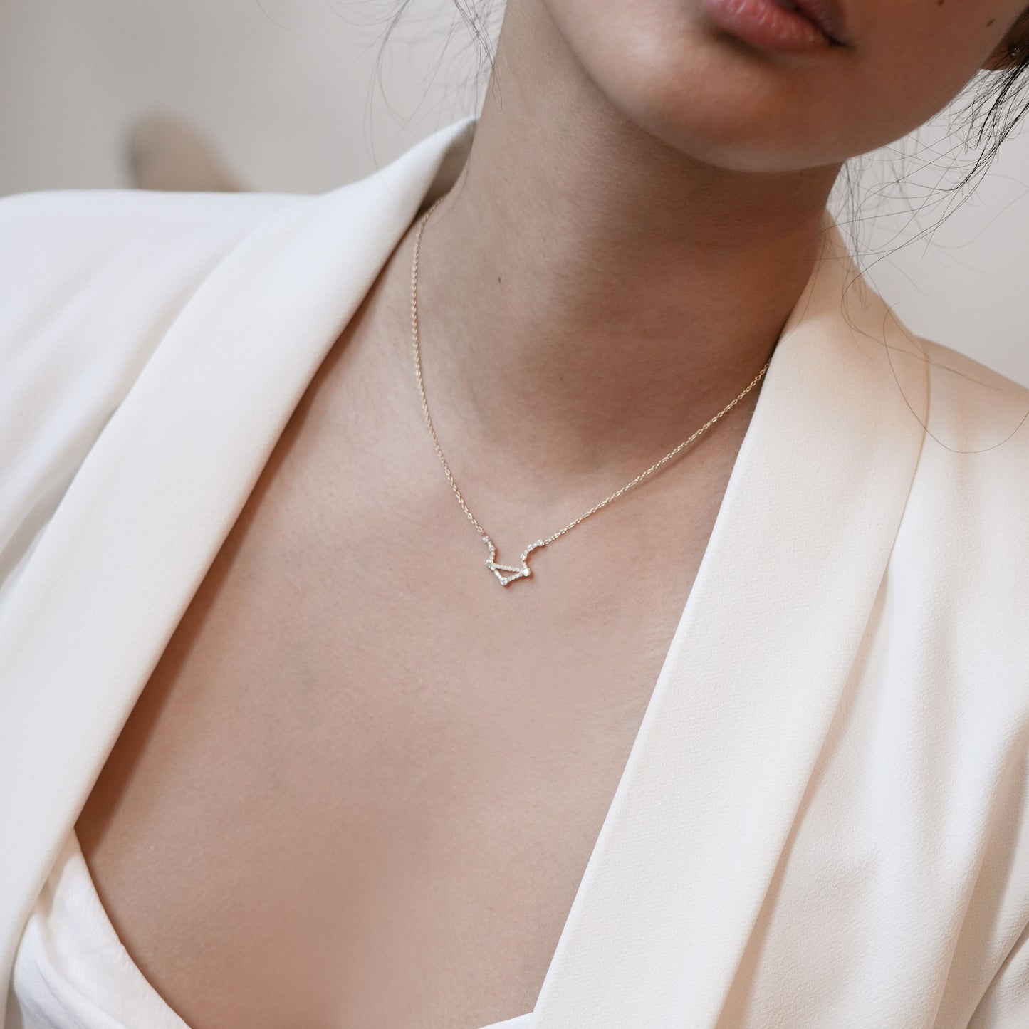 Libra Constellation Pavé Lab Diamond Gold Necklace