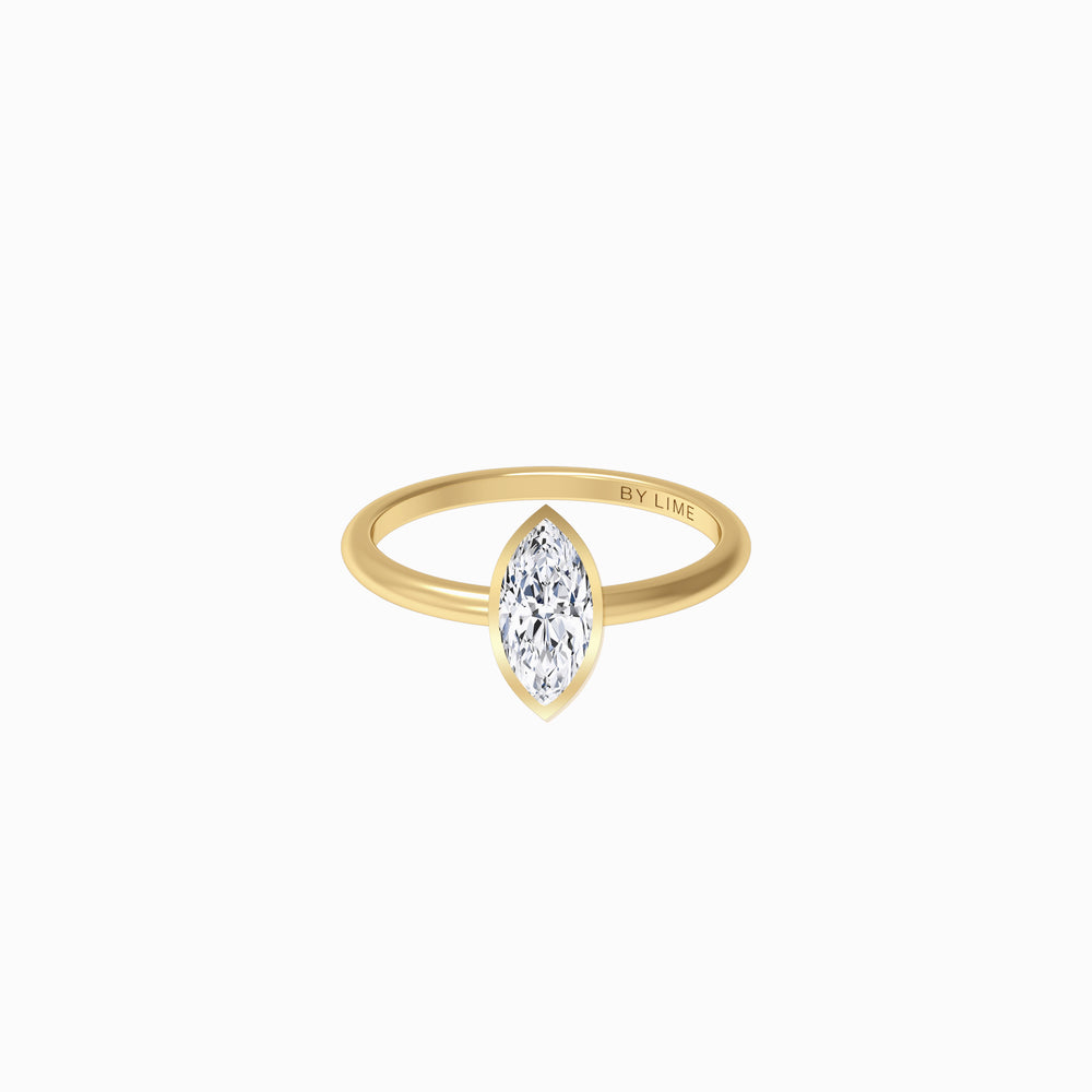 GIA Diamond Marquise Bezel Diamond Simple Ring Gold