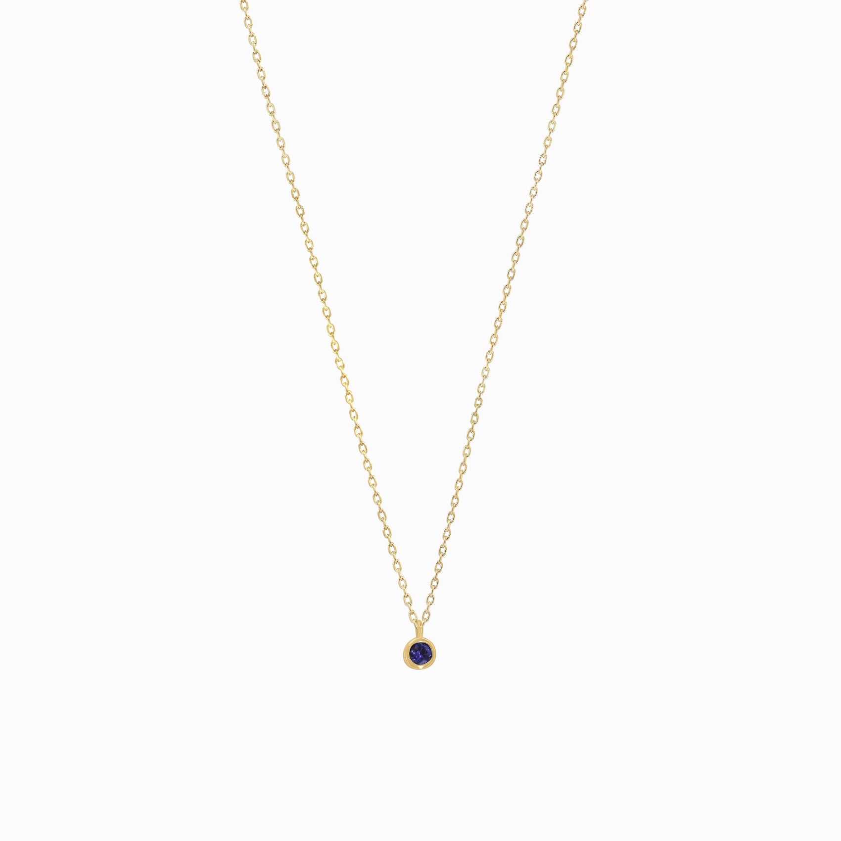Birthstone Blue Sapphire Pendant Necklace 14k Gold | September