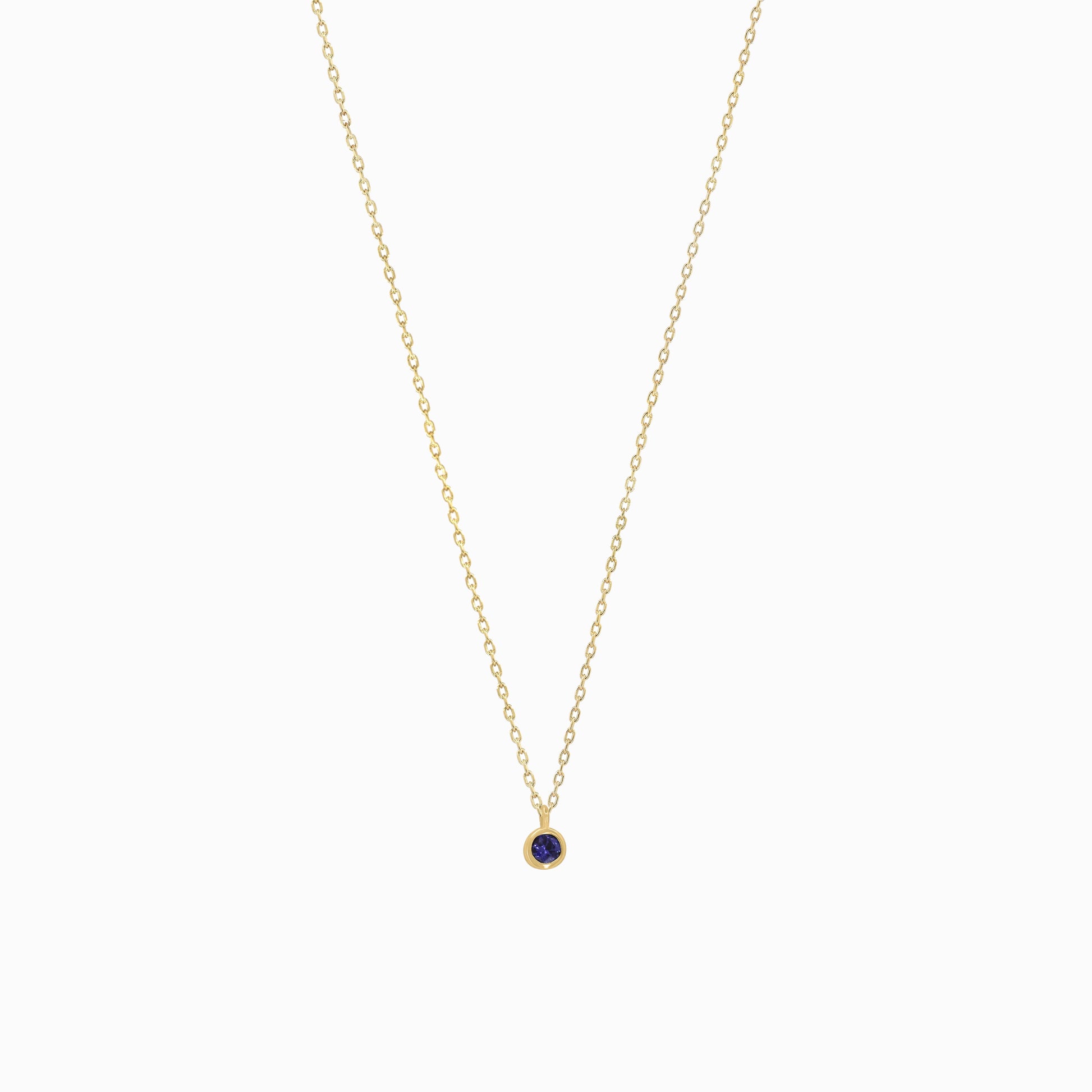 Birthstone Blue Sapphire Pendant Necklace 14k Gold | September