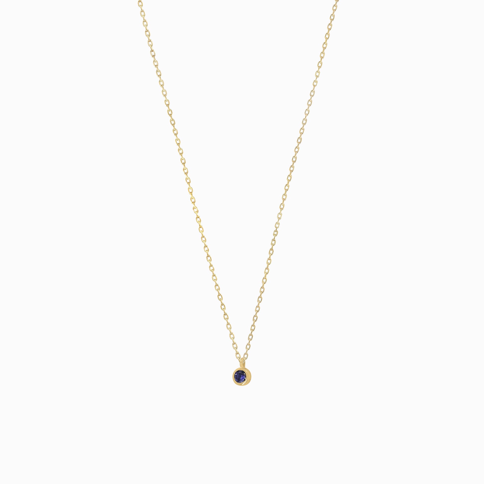 Birthstone Blue Sapphire Pendant Necklace 14k Gold | September